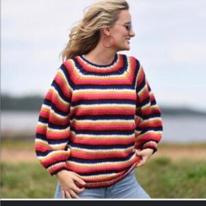 JODIFL Vibrant Striped Crewneck Sweater